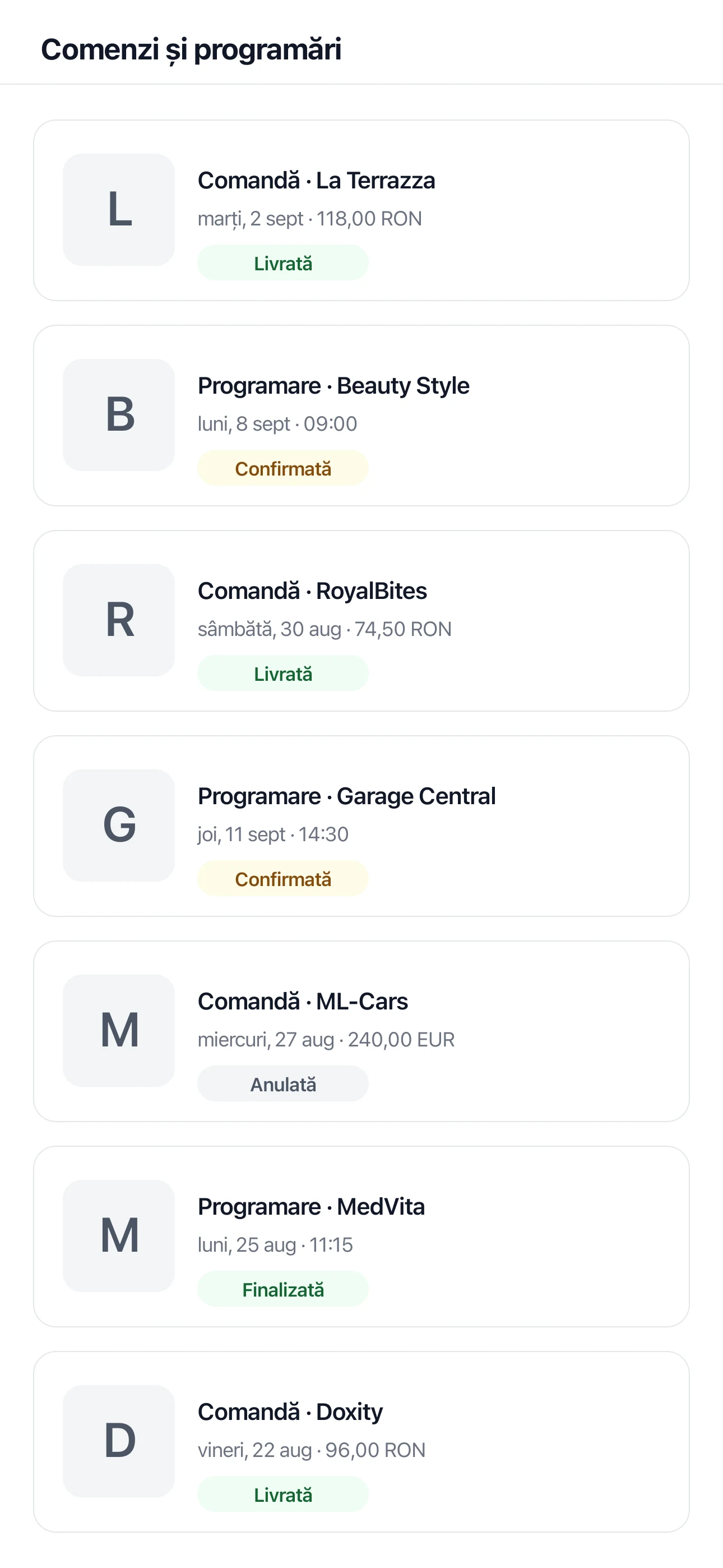 Commandes et rendez-vous